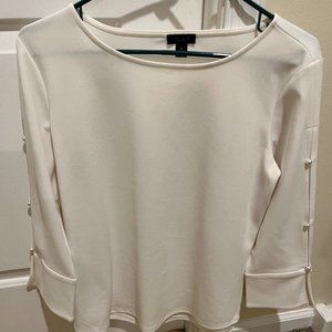 Cream-colored Ann Taylor Factory Long Sleeve Blouse